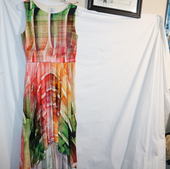 Suzi Chin for Maggy Boutique Pleated Cutout Multicolored Midi Dress - Picture 4 of 13